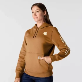 Camisola com capuz e logótipo Clarksburg icónica para mulher, com corte descontraído e forro polar