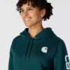 Camisola com capuz e logótipo Clarksburg icónica para mulher, com corte descontraído e forro polar