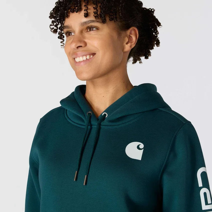 Camisola com capuz e logótipo Clarksburg icónica para mulher, com corte descontraído e forro polar