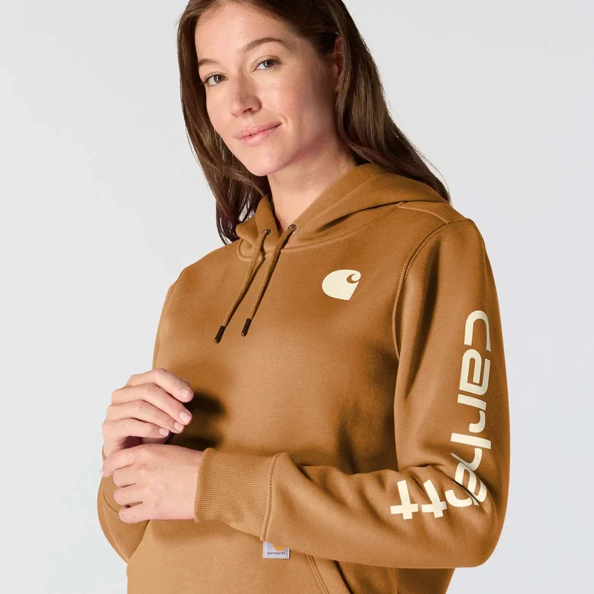Camisola com capuz e logótipo Clarksburg icónica para mulher, com corte descontraído e forro polar