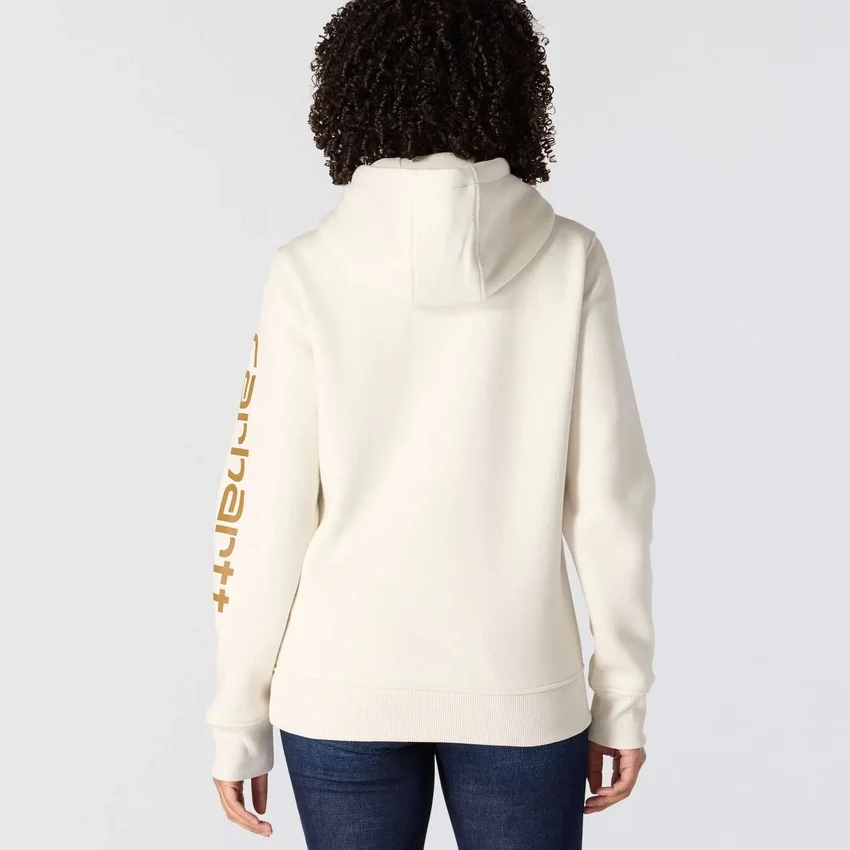 Camisola com capuz e logótipo Clarksburg icónica para mulher, com corte descontraído e forro polar