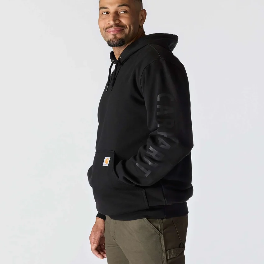 Camisola com capuz e logótipo gráfico de corte largo para homem, de peso médio - Hoodies Rain Defender