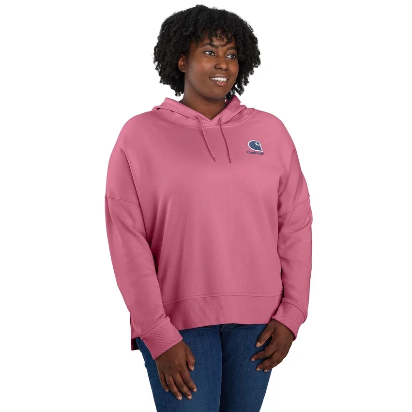 Camisola com capuz leve em Tencel, corte largo e logótipo gráfico, para mulher