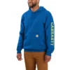 Camisola com capuz masculina de corte largo e peso médio com grafismo 1889 - Hoodies Rain Defender