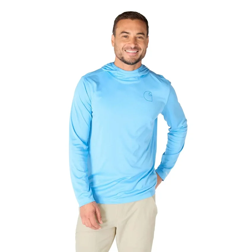Camisola com capuz masculina Force Sun Defender UPF 50+, leve, com manguitos longos e com absorção de humidade - Hoodies de proteção solar