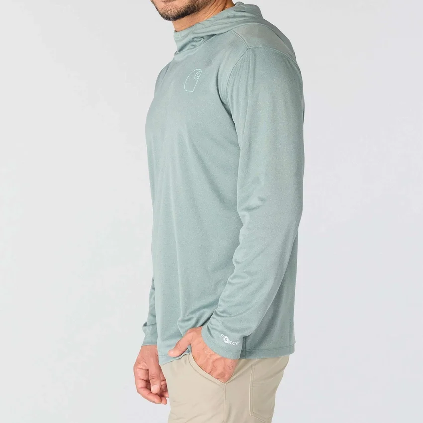 Camisola com capuz masculina Force Sun Defender UPF 50+, leve, com manguitos longos e com absorção de humidade - Hoodies de proteção solar
