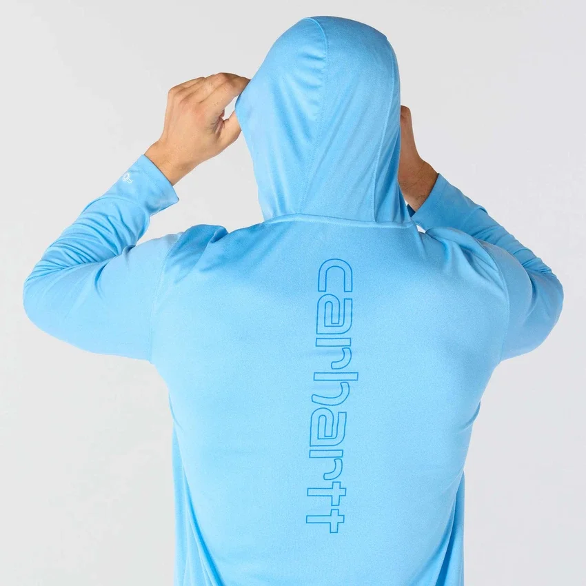 Camisola com capuz masculina Force Sun Defender UPF 50+, leve, com manguitos longos e com absorção de humidade - Hoodies de proteção solar