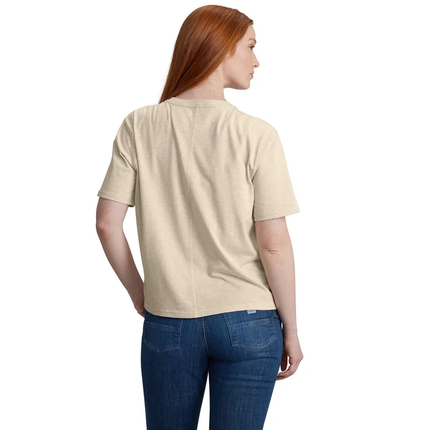 Camisola de gola redonda e estampado para mulher, leve, em Tencel™