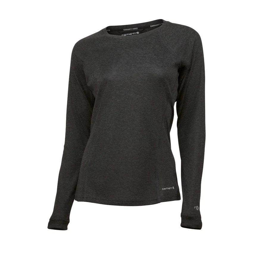 Camisola de gola redonda Force para mulher, camada base elástica de peso médio