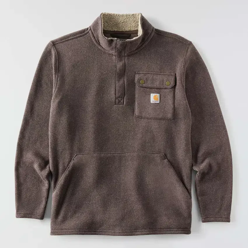 Camisola de malha polar com fecho de correr de um quarto e corte descontraído para homem