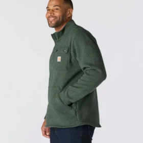 Camisola de malha polar com fecho de correr de um quarto e corte descontraído para homem