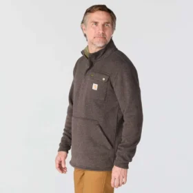 Camisola de malha polar com fecho de correr de um quarto e corte descontraído para homem