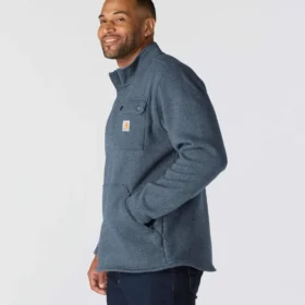 Camisola de malha polar com fecho de correr de um quarto e corte descontraído para homem