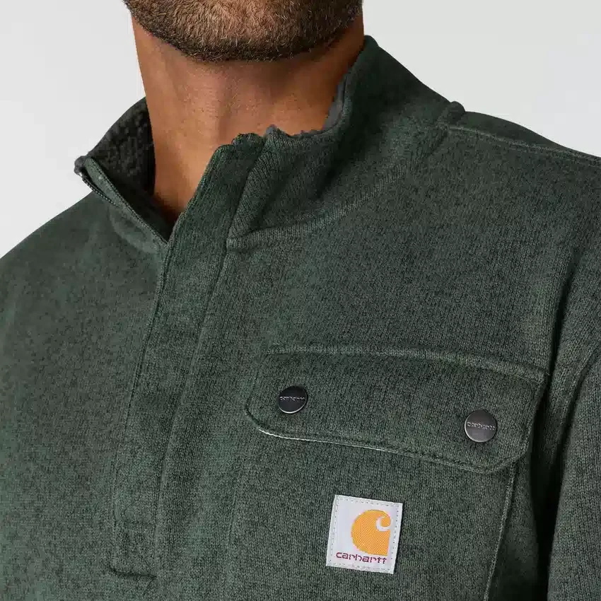 Camisola de malha polar com fecho de correr de um quarto e corte descontraído para homem