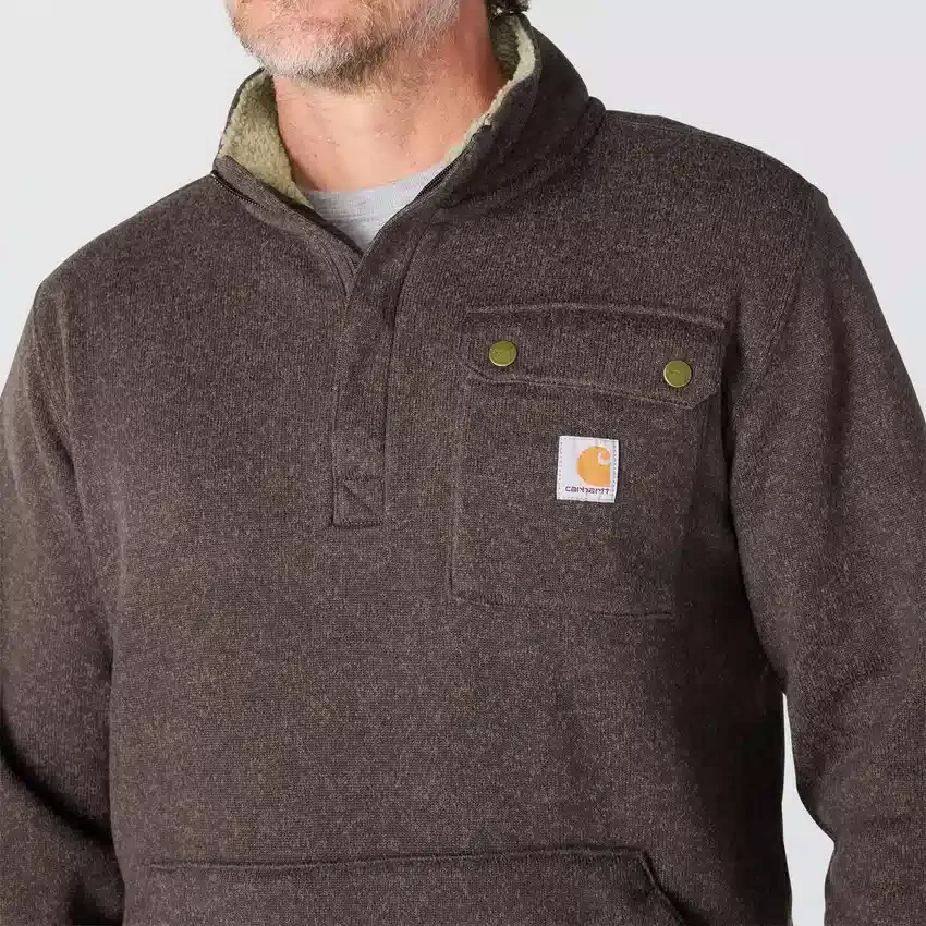 Camisola de malha polar com fecho de correr de um quarto e corte descontraído para homem