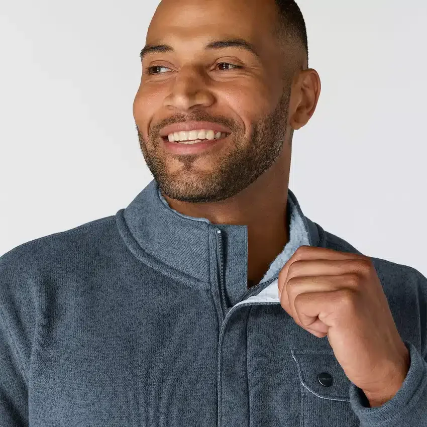 Camisola de malha polar com fecho de correr de um quarto e corte descontraído para homem