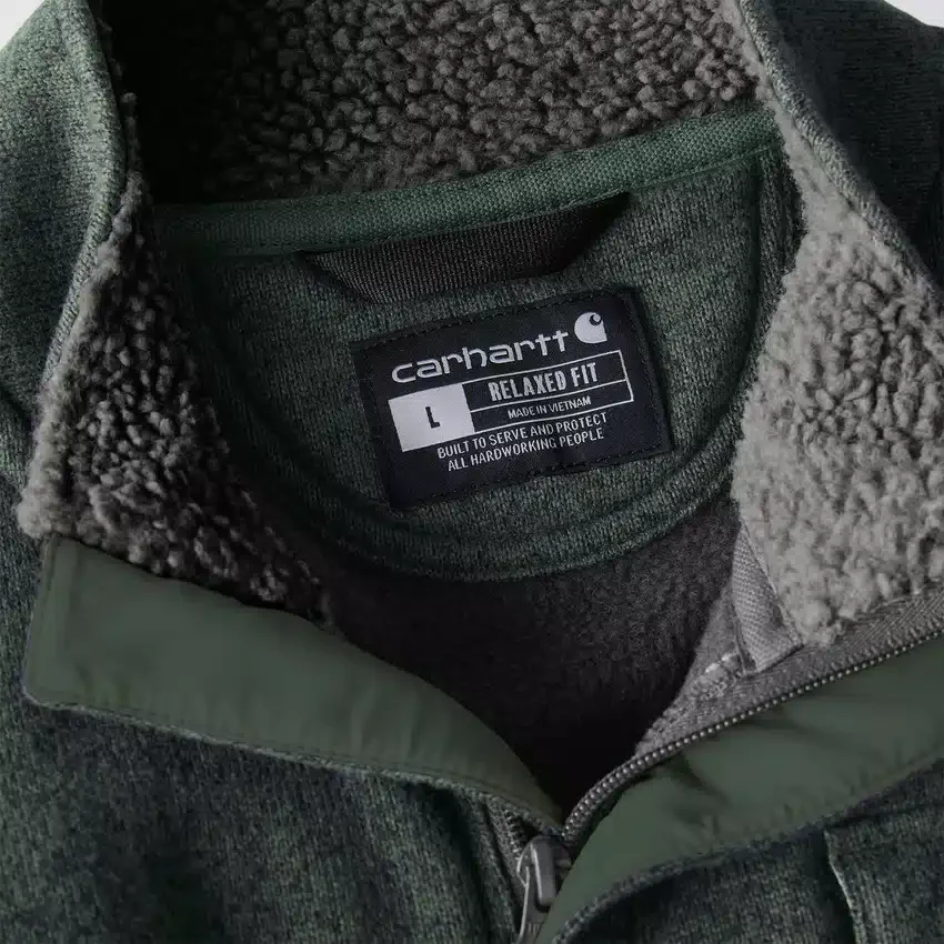 Camisola de malha polar com fecho de correr de um quarto e corte descontraído para homem