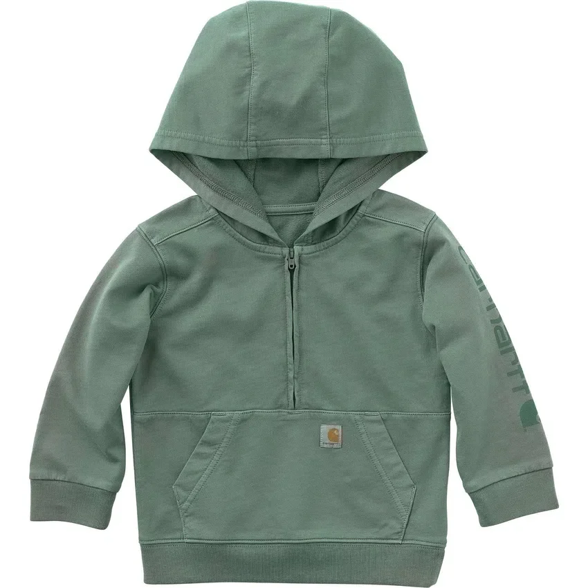 Camisola de manguitos compridos com meio fecho para criança, tingida na peça e com design renovado (Bebé/Criança pequena)