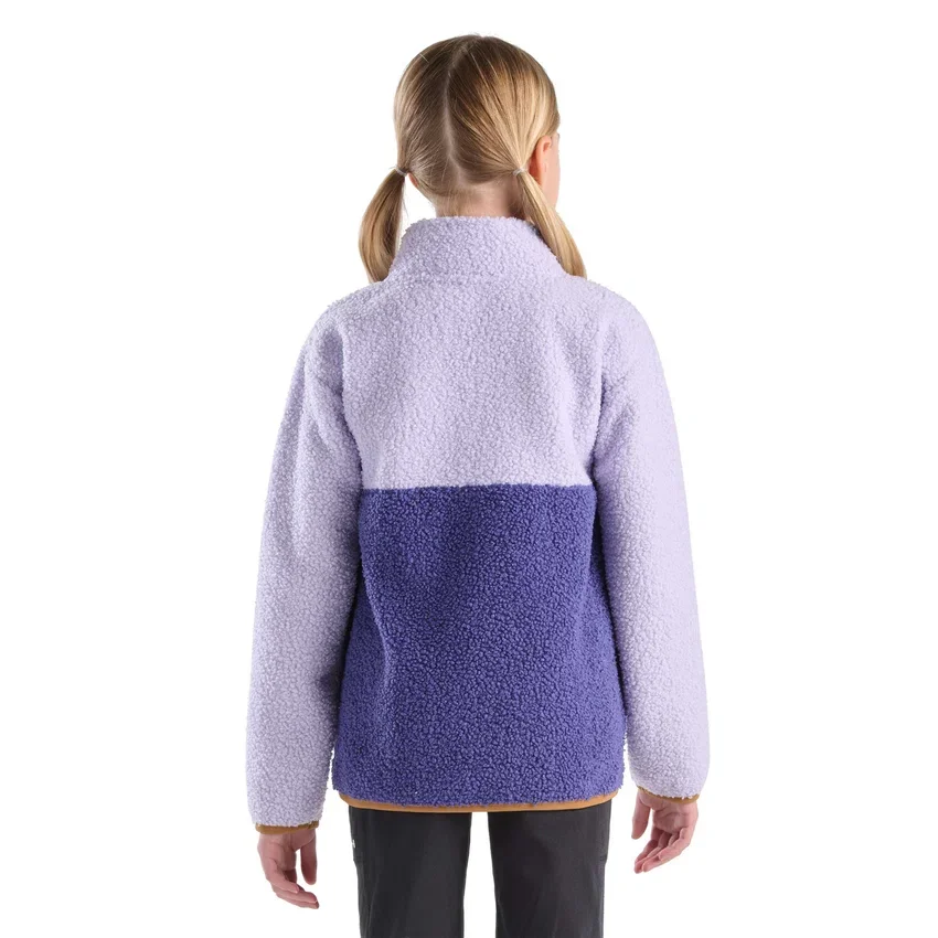 Camisola de manguitos compridos em velo com fecho de correr de um quarto para meninas (crianças pequenas/crianças/jovens)