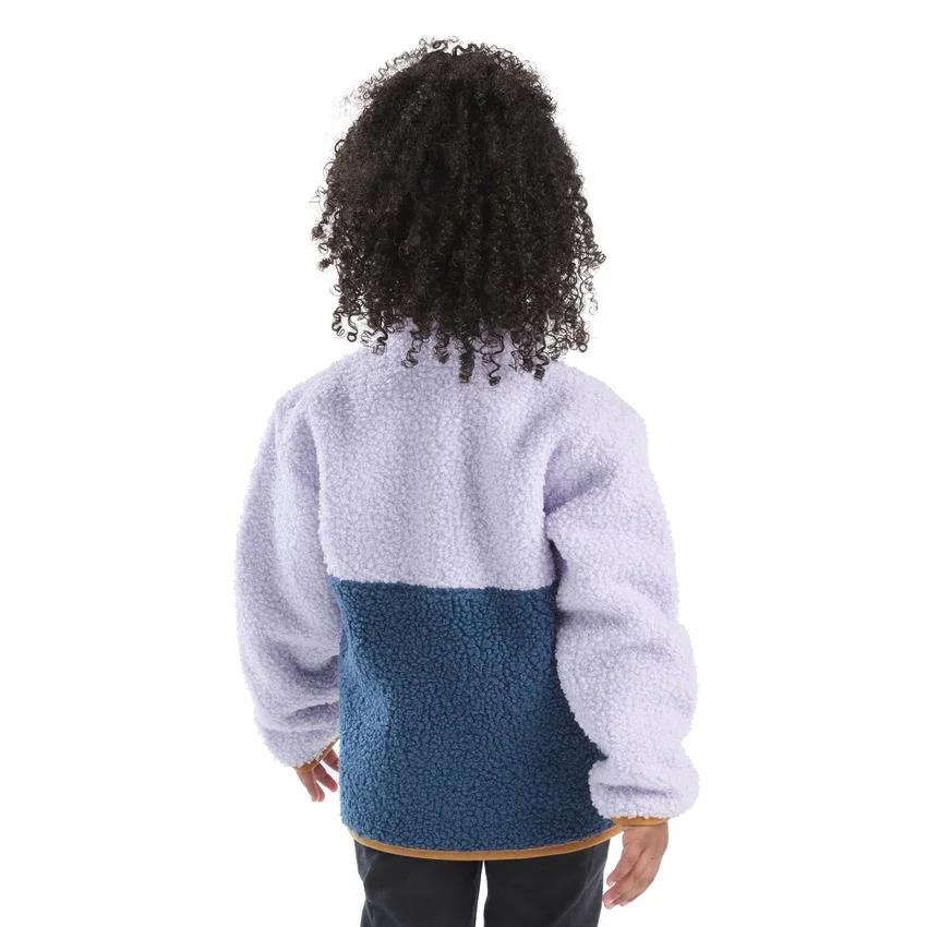 Camisola de manguitos compridos em velo com fecho de correr de um quarto para meninas (crianças pequenas/crianças/jovens)