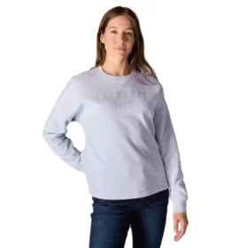 Camisola feminina de corte largo e peso médio com gola redonda e estampado carhartt 1889
