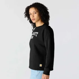 Camisola feminina de corte largo e peso médio com gola redonda e estampado carhartt 1889