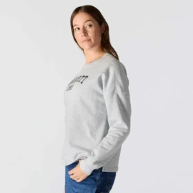 Camisola feminina de corte largo e peso médio com gola redonda e estampado carhartt 1889
