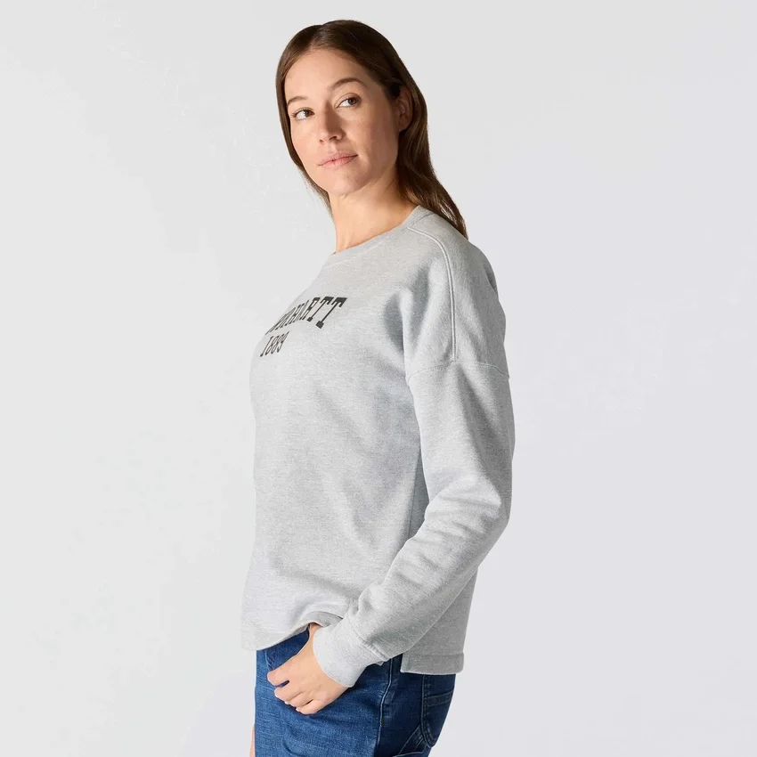 Camisola feminina de corte largo e peso médio com gola redonda e estampado carhartt 1889