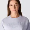 Camisola feminina de corte largo e peso médio com gola redonda e estampado carhartt 1889