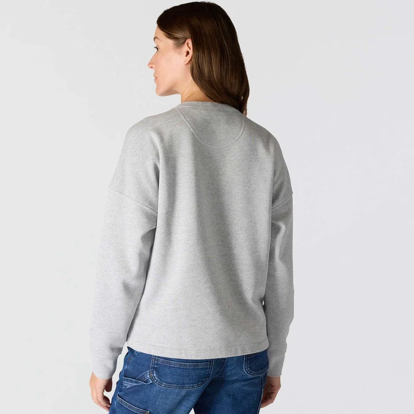 Camisola feminina de corte largo e peso médio com gola redonda e estampado carhartt 1889
