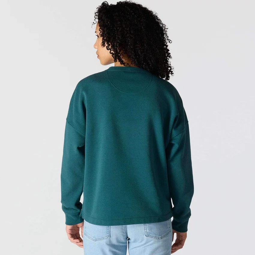 Camisola feminina de corte largo e peso médio com gola redonda e estampado carhartt 1889
