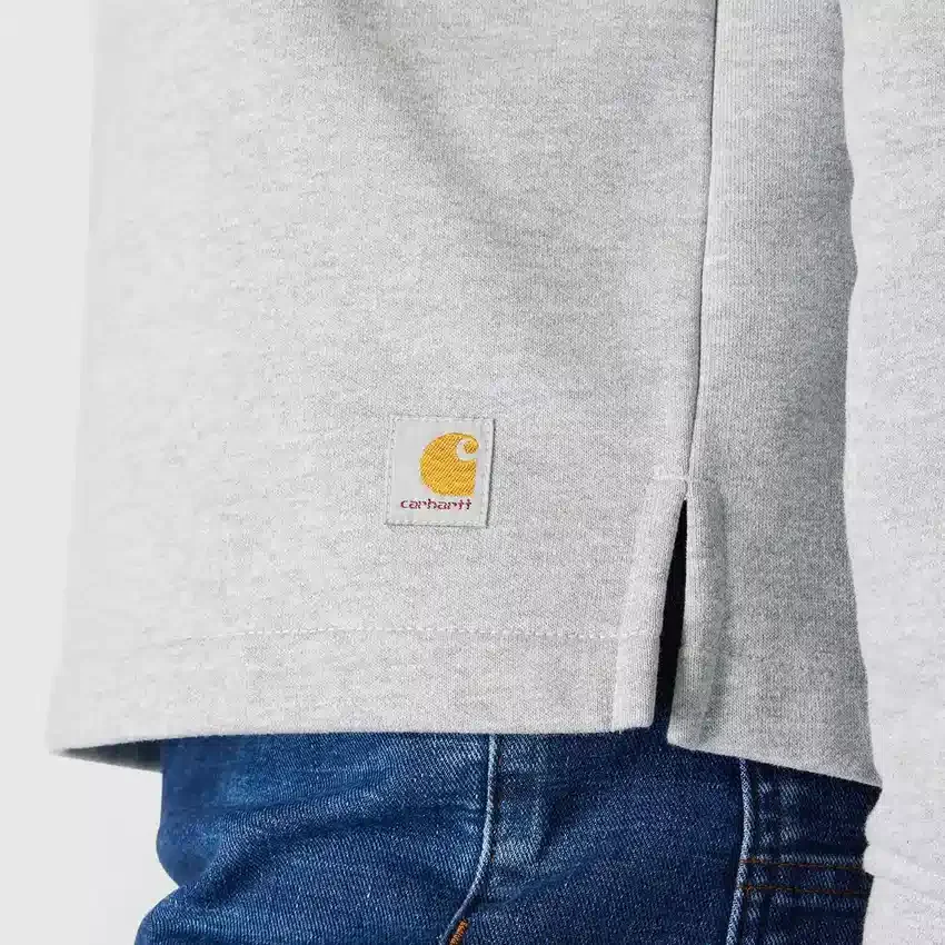 Camisola feminina de corte largo e peso médio com gola redonda e estampado carhartt 1889