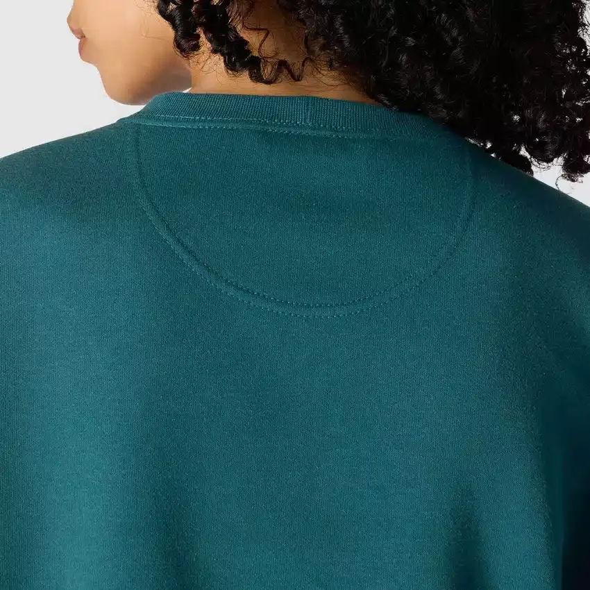 Camisola feminina de corte largo e peso médio com gola redonda e estampado carhartt 1889