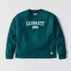 Camisola feminina de corte largo e peso médio com gola redonda e estampado carhartt 1889