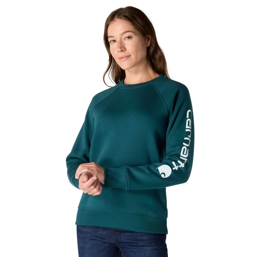Camisola feminina de gola redonda com estampado, corte descontraído e peso médio