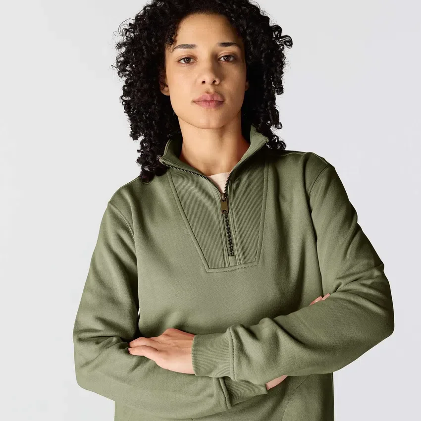 Camisola feminina leve em Tencel com meio fecho