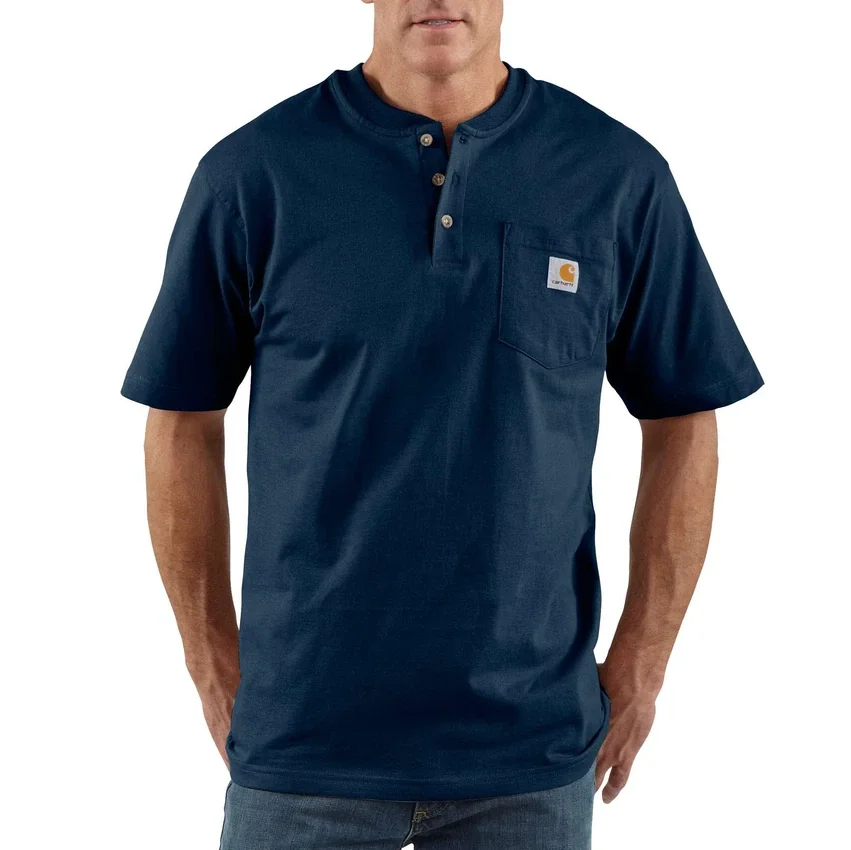 Camisola Henley de corte largo e tecido pesado com bolso para homem Dearborn
