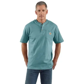 Camisola Henley de corte largo e tecido pesado com bolso para homem Dearborn