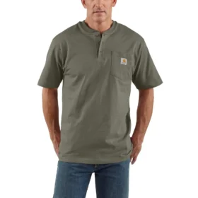 Camisola Henley de corte largo e tecido pesado com bolso para homem Dearborn