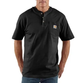 Camisola Henley de corte largo e tecido pesado com bolso para homem Dearborn