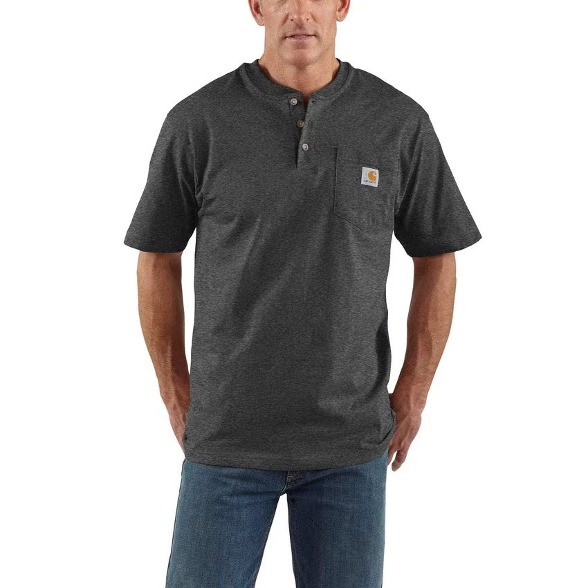 Camisola Henley de corte largo e tecido pesado com bolso para homem Dearborn