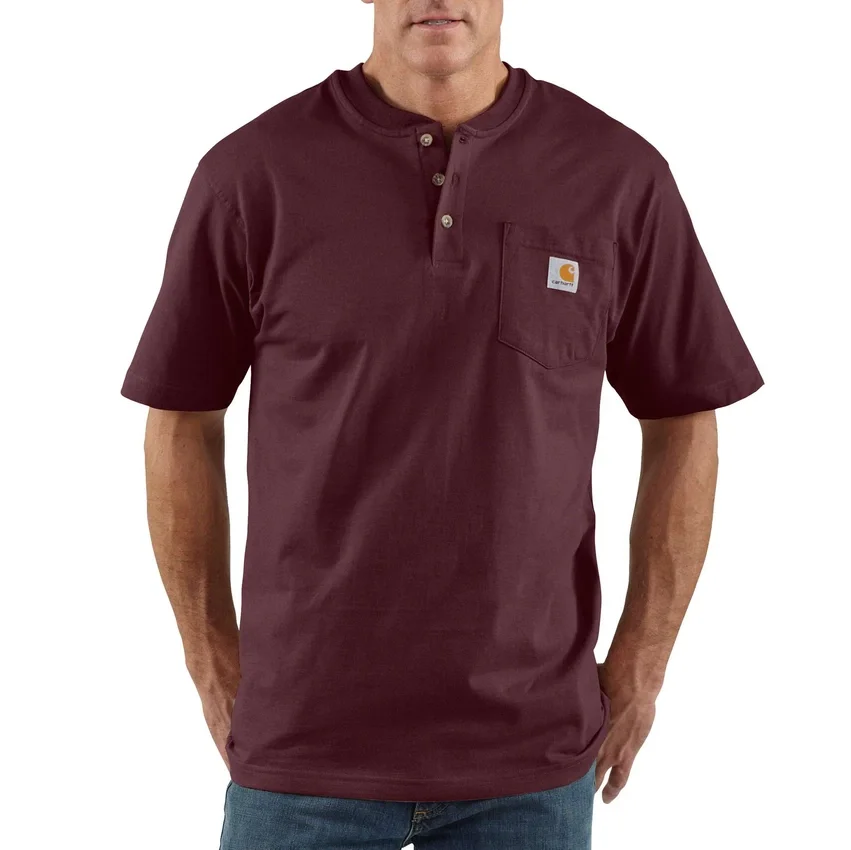 Camisola Henley de corte largo e tecido pesado com bolso para homem Dearborn