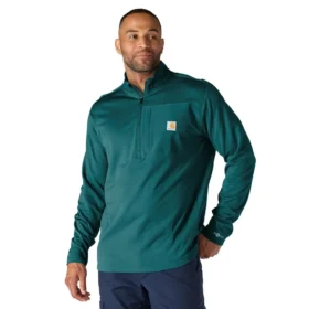 Camisola masculina Force com meio fecho, forrada a velo e com tecnologia de absorção de humidade