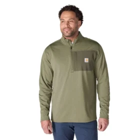 Camisola masculina Force com meio fecho, forrada a velo e com tecnologia de absorção de humidade