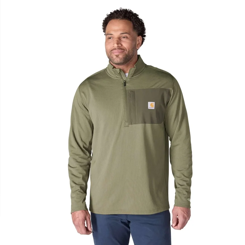 Camisola masculina Force com meio fecho, forrada a velo e com tecnologia de absorção de humidade