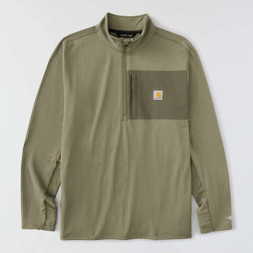 Camisola masculina Force com meio fecho, forrada a velo e com tecnologia de absorção de humidade