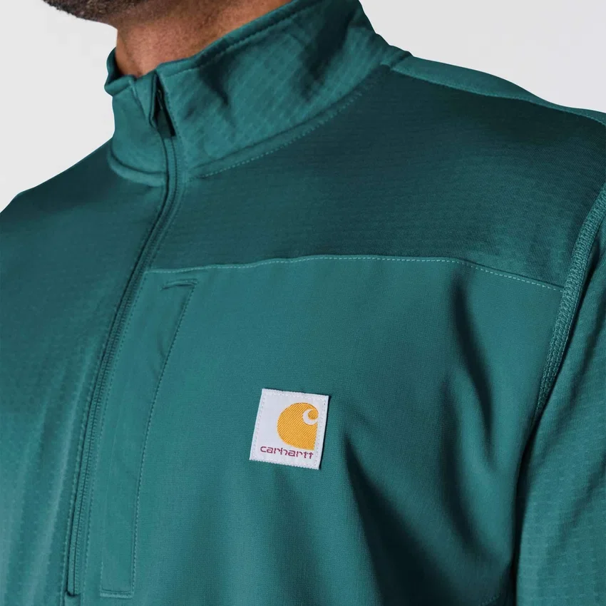 Camisola masculina Force com meio fecho, forrada a velo e com tecnologia de absorção de humidade