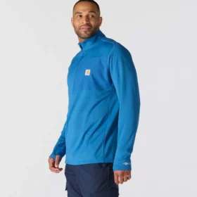 Camisola masculina Force com meio fecho, forrada a velo e com tecnologia de absorção de humidade