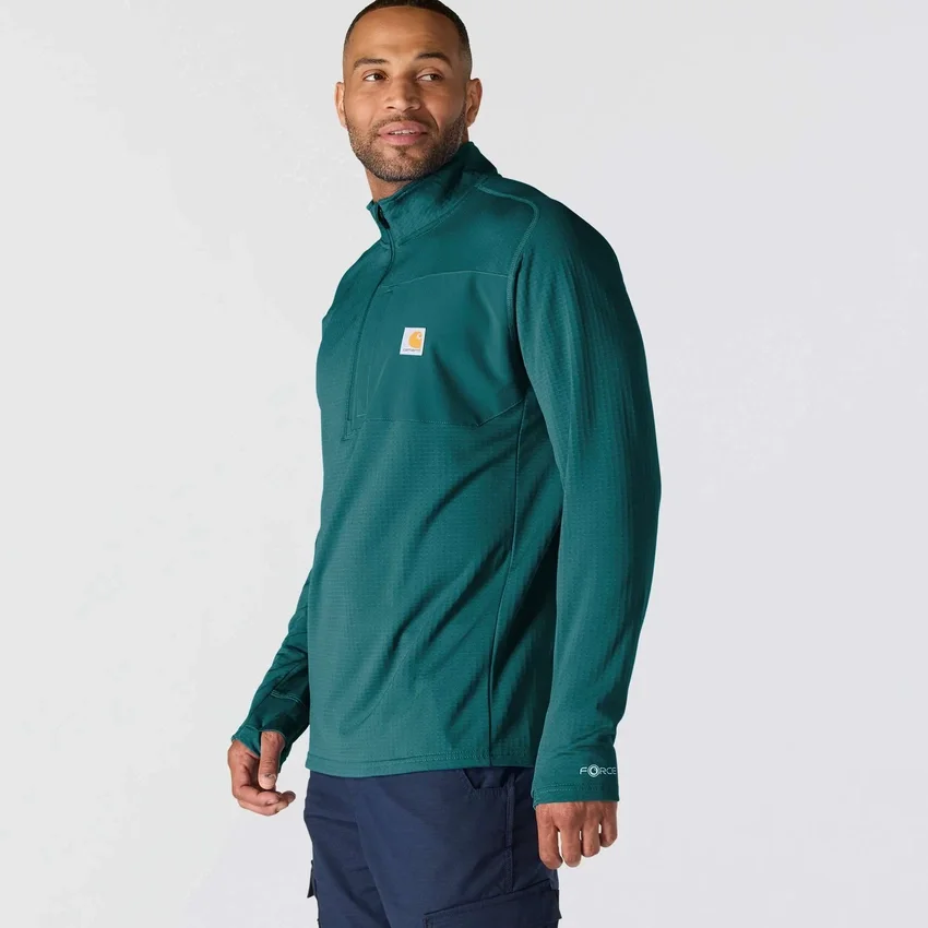 Camisola masculina Force com meio fecho, forrada a velo e com tecnologia de absorção de humidade