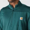 Camisola masculina Force com meio fecho, forrada a velo e com tecnologia de absorção de humidade